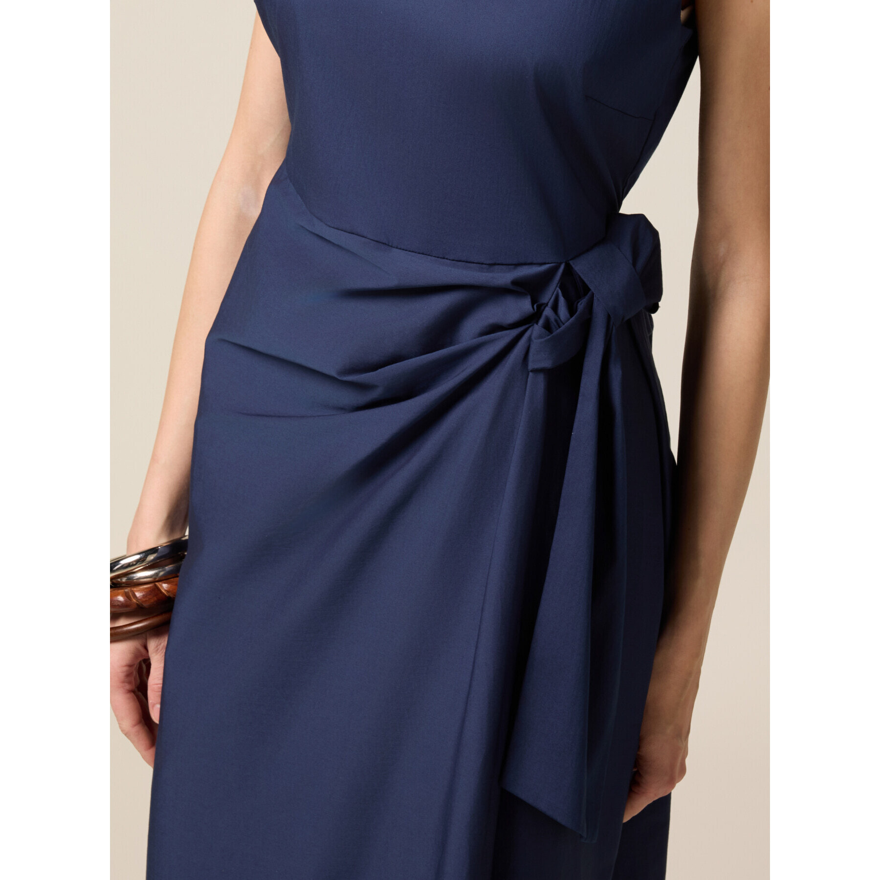 Oltre - Vestito midi con fiocco laterale - Blu