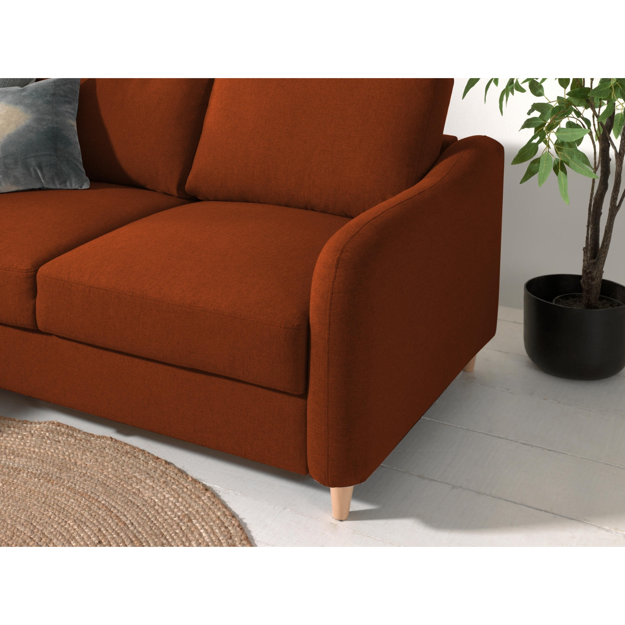 Will - canapé d'angle gauche - convertible - 5 places - en tissu - Rouille
