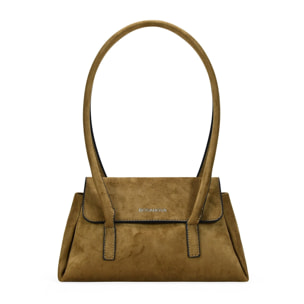 Bolso de hombro visón con solapa y doble asa