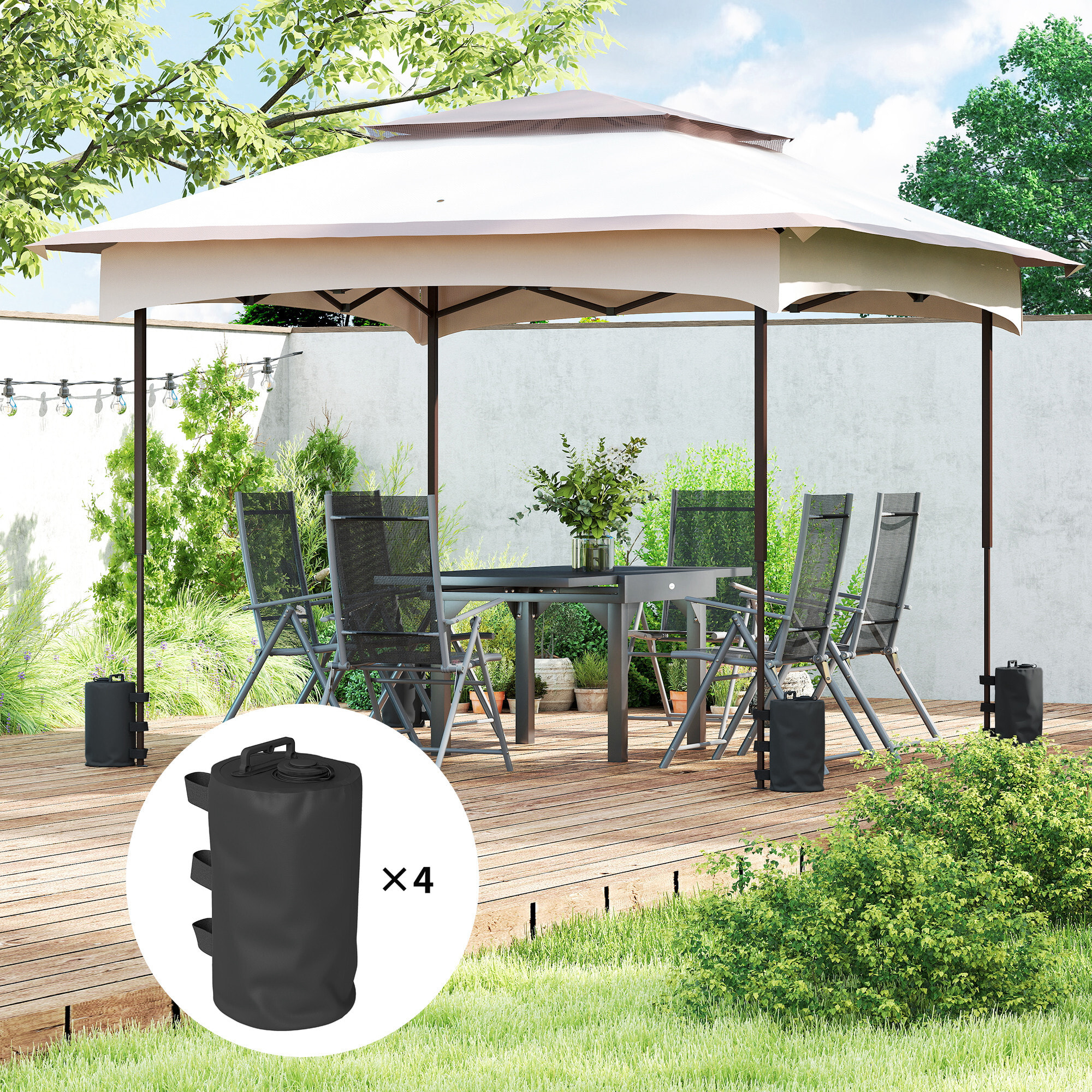 Lot de 4 sacs de lestage pliable tonnelle barnum PVC haute densité noir