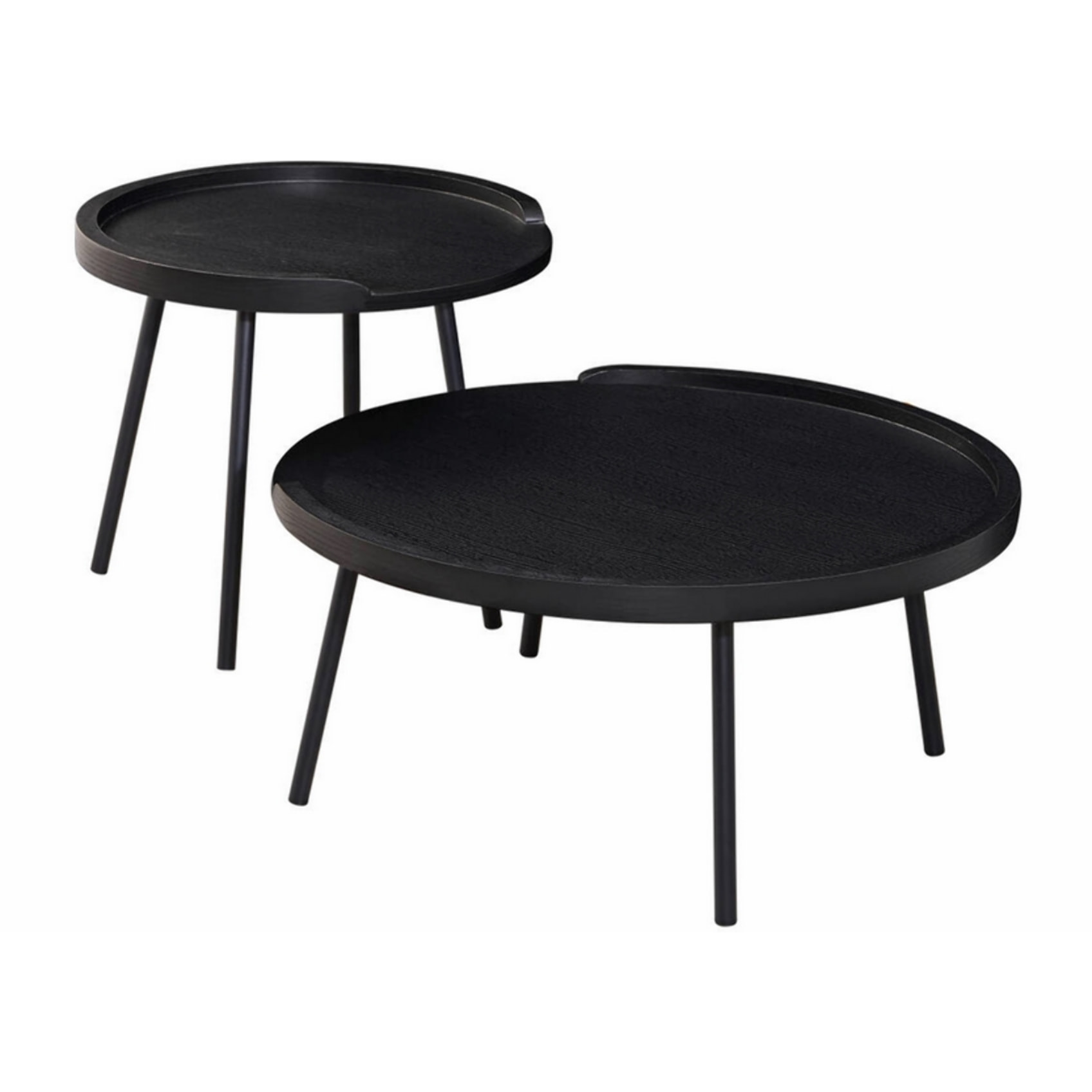 Set tavolini moderni nero con top in MDF e gambe nere in metallo - Zach