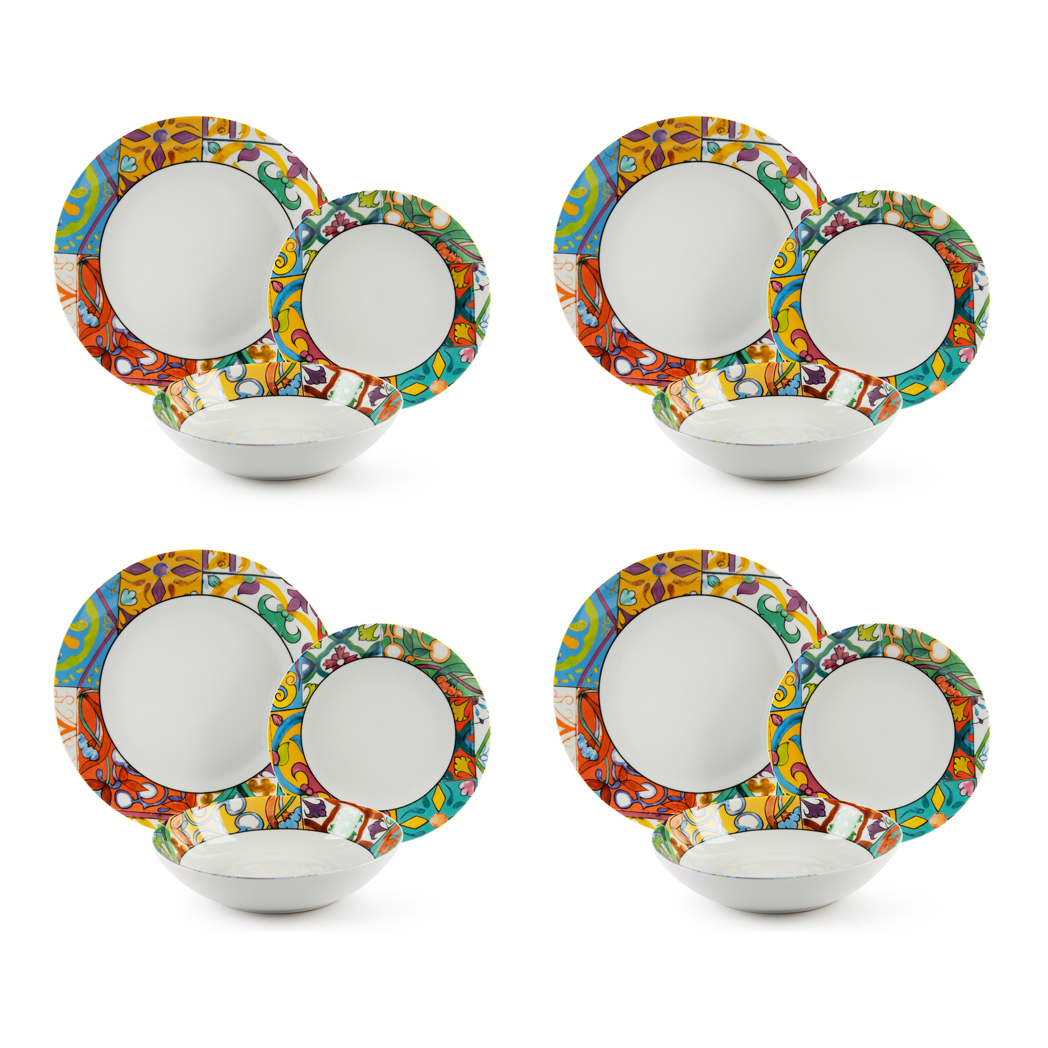 Servizio piatti 12 pezzi Excelsa – Belem, Porcellana Multicolore