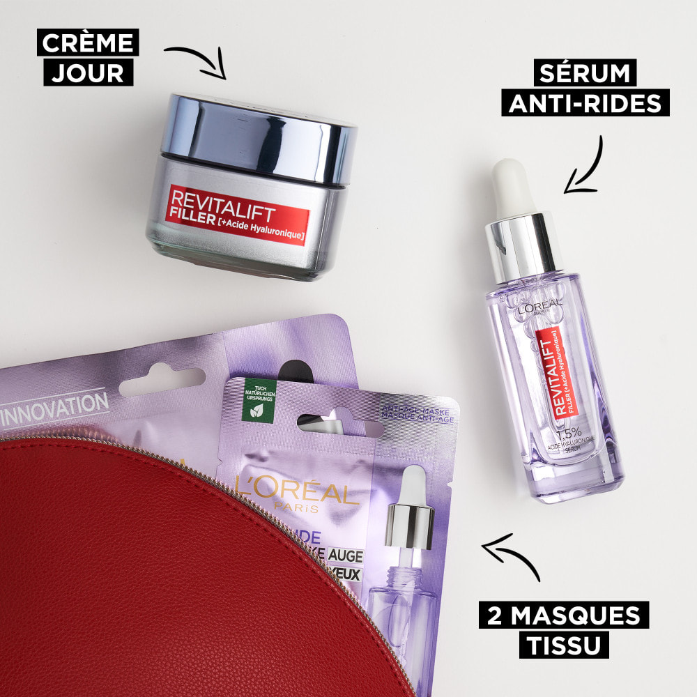 L’Oréal Paris Revitalift Filler Trousse Routine Repulpante & Hydratante à l’Acide Hyaluronique – 4 produits