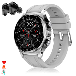 Smartwatch GT66 multideporte, mediciones de tensión y O2 en sangre, con auriculares TWS 5.1 integrados.