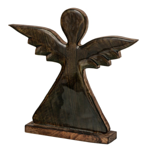 J-Line Ange sur base brillant - bois de manguier - vert/naturel - large
