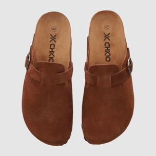 Slippers de Piel - Marron - Tacón: Bajo