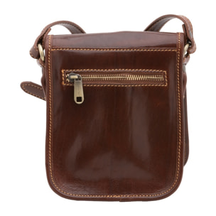 Borsa a tracolla da uomo in vera pelle - Modello False - Made in Italy - 20.0 x 16.5 x 10.0 cm