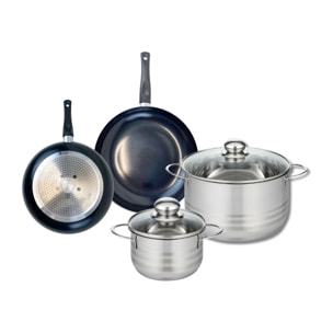 Ensemble de 2 Poêles de cuisson 20 et 24 cm et 2 faitouts 16 et 24 cm Elo Prima Brillant