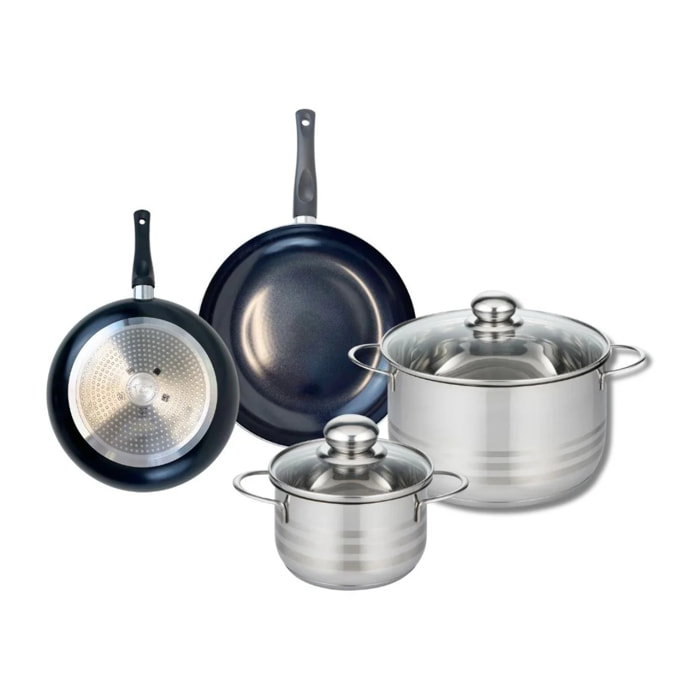 Ensemble de 2 Poêles de cuisson 20 et 24 cm et 2 faitouts 16 et 24 cm Elo Prima Brillant