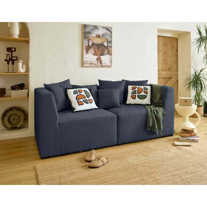Amalfi - module d'angle réversible - en tissu - Bleu