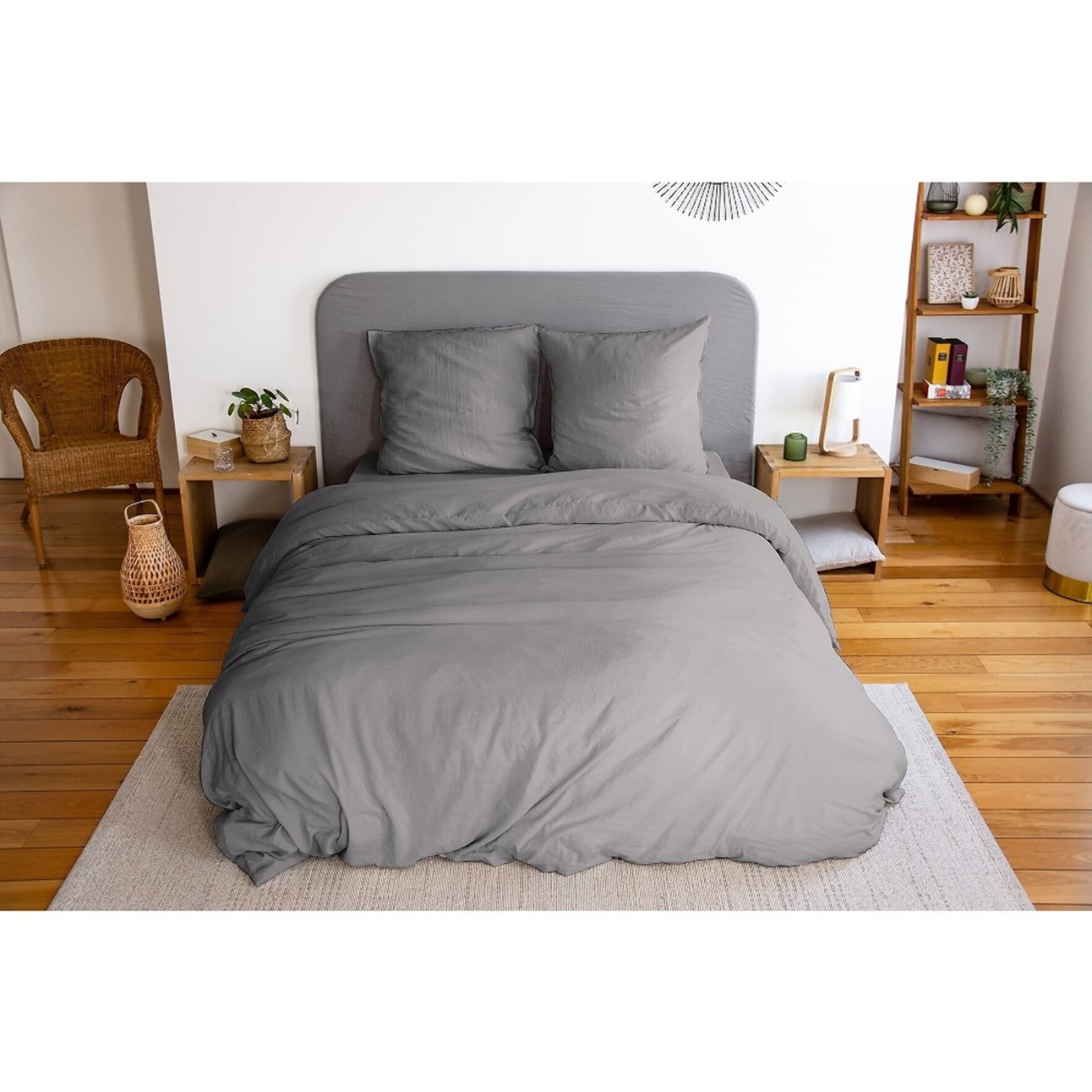 Drap Housse Microfibre Lavee - Bonnet 28cm Gris Anthracite