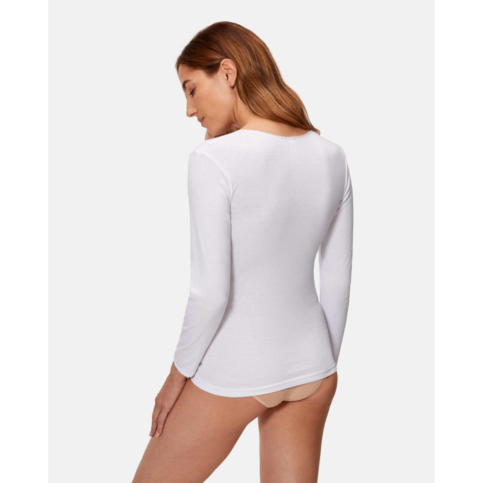 Camiseta térmica de mujer de fibra de invierno de manga larga