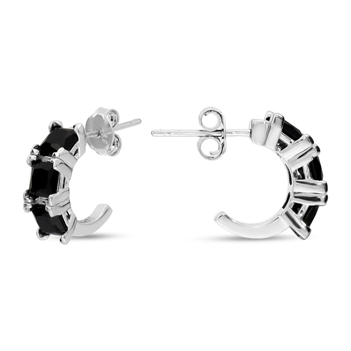 Orecchini a Lobo in Argento 925 con Spinelli Neri