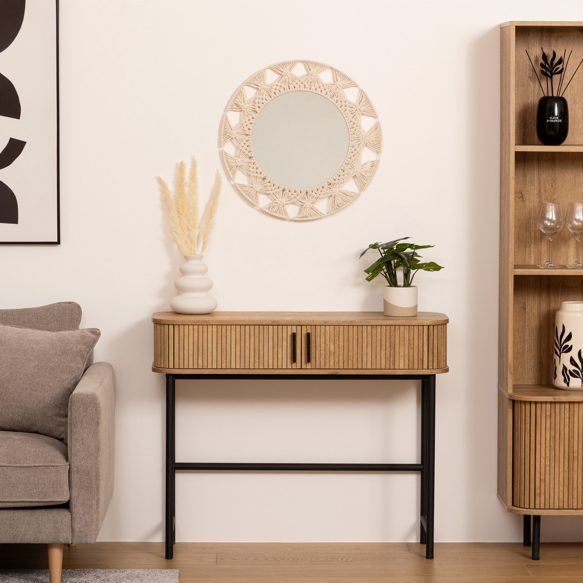Miroir "Palm" - beige - coton D56 cm