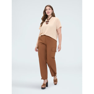 Fiorella Rubino - T-shirt in jersey lurex con maniche a kimono - Marrone