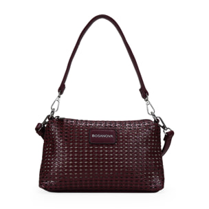 Bolso de hombro burdeos pequeño con trenzado