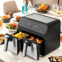 Friggitrice senza olio Fryinn Double 8000 - nero e grigio cromato - 8 L