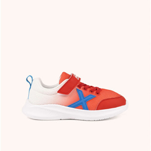 Zapatilla Deportiva Infantil Roja y Blanca con Detalles Azules MUNICH MINI LETA 10