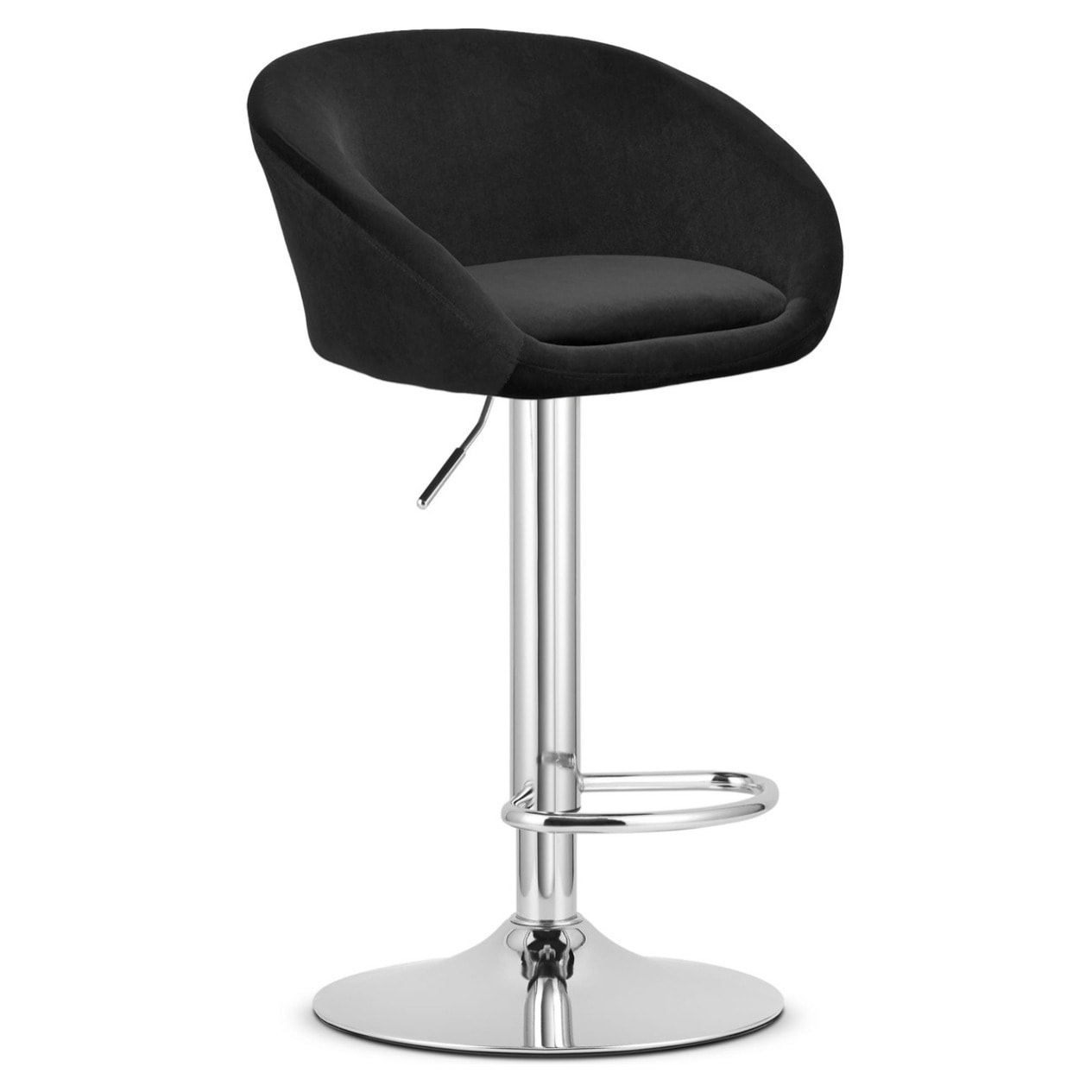 Sgabello da bar East in velluto nero con base cromata