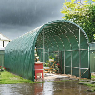 Lona Impermeable Exterior 6x8 m, Toldo PE Resistente a Rasgaduras 90 g/m², Protección UV, con Ojales Reforzados para Leña, Muebles de Jardín, Invernaderos, Vehículos, Verde