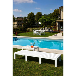 Lettino prendisole Caserta, Sdraio da giardino regolabile, Lettino da esterno, 100 % Made in Italy, Cm 195x65h78, Bianco