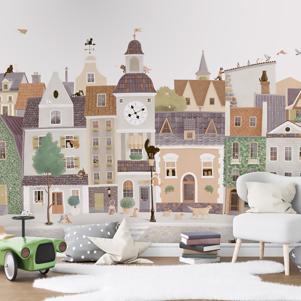 Papier enfant Village Cats Intissé