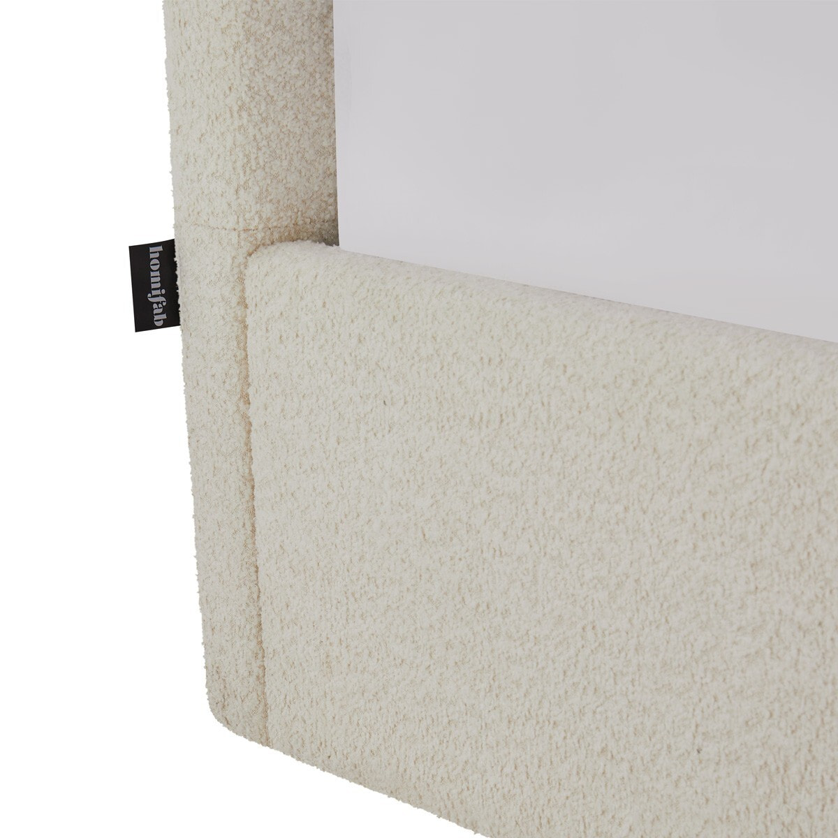 Lit coffre avec tête de lit en tissu bouclé - TINA