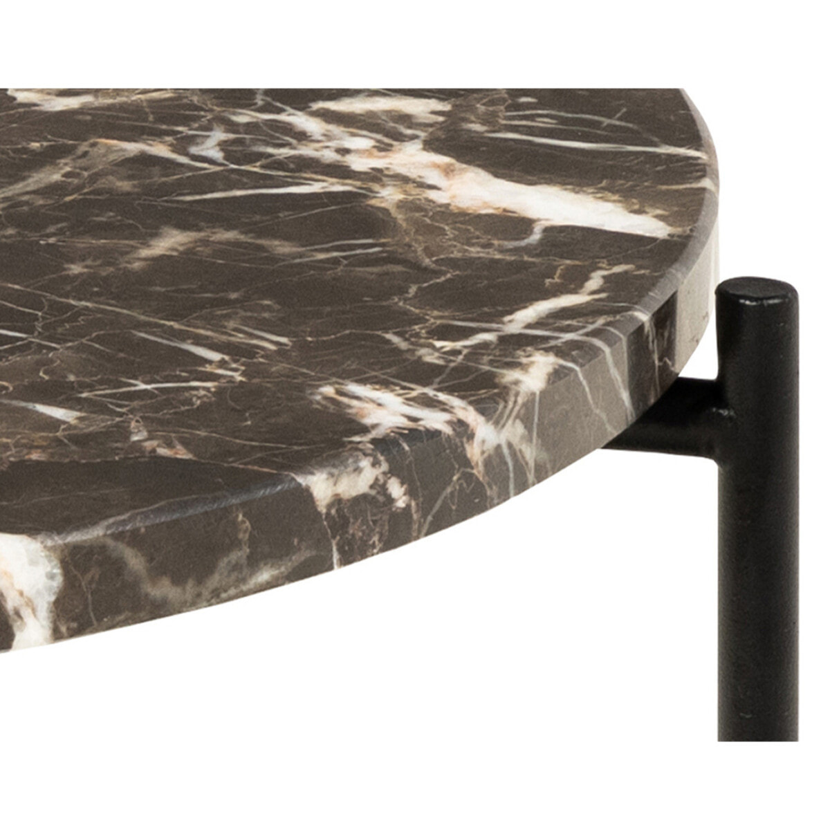 Ezaro - table basse - 52 cm - plateau en marbre - pieds en acier - Marron