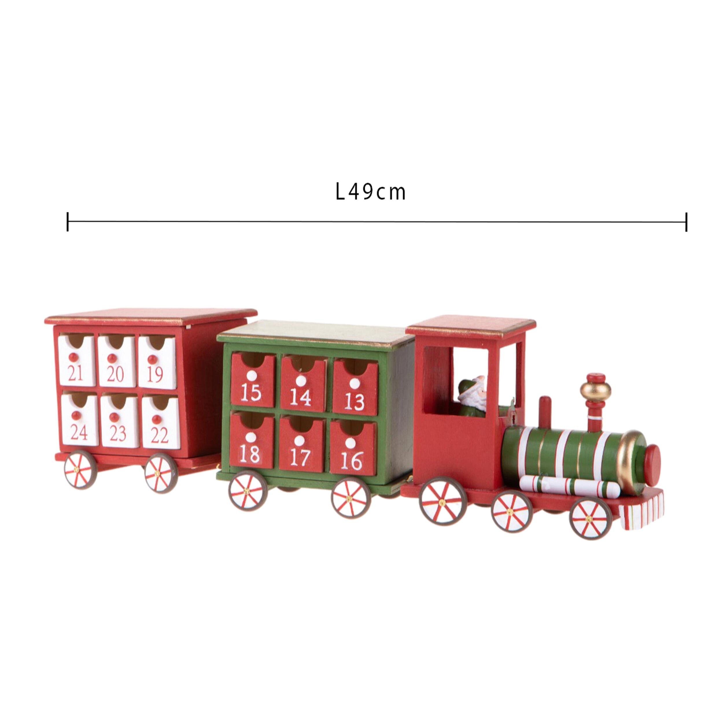 Treno Calendario Avvento - Pezzi 1 - Colore Rosso - 49x15Hx10cm - Bianchi Dino