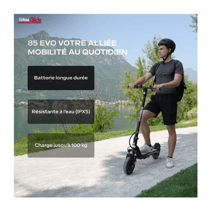 UrbanGlide 85 EVO – Trottinette électrique adulte 25 km/h, autonomie 20 km, pneus 8,5"