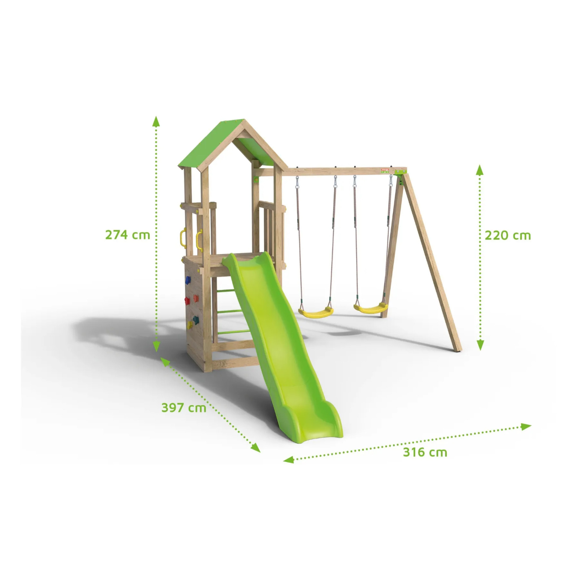 Aire de jeux bois 2,20 m SMART XPERIENCE - 7 enfants