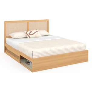 Lit Eve 160x200cm cannage et tiroirs coulissants