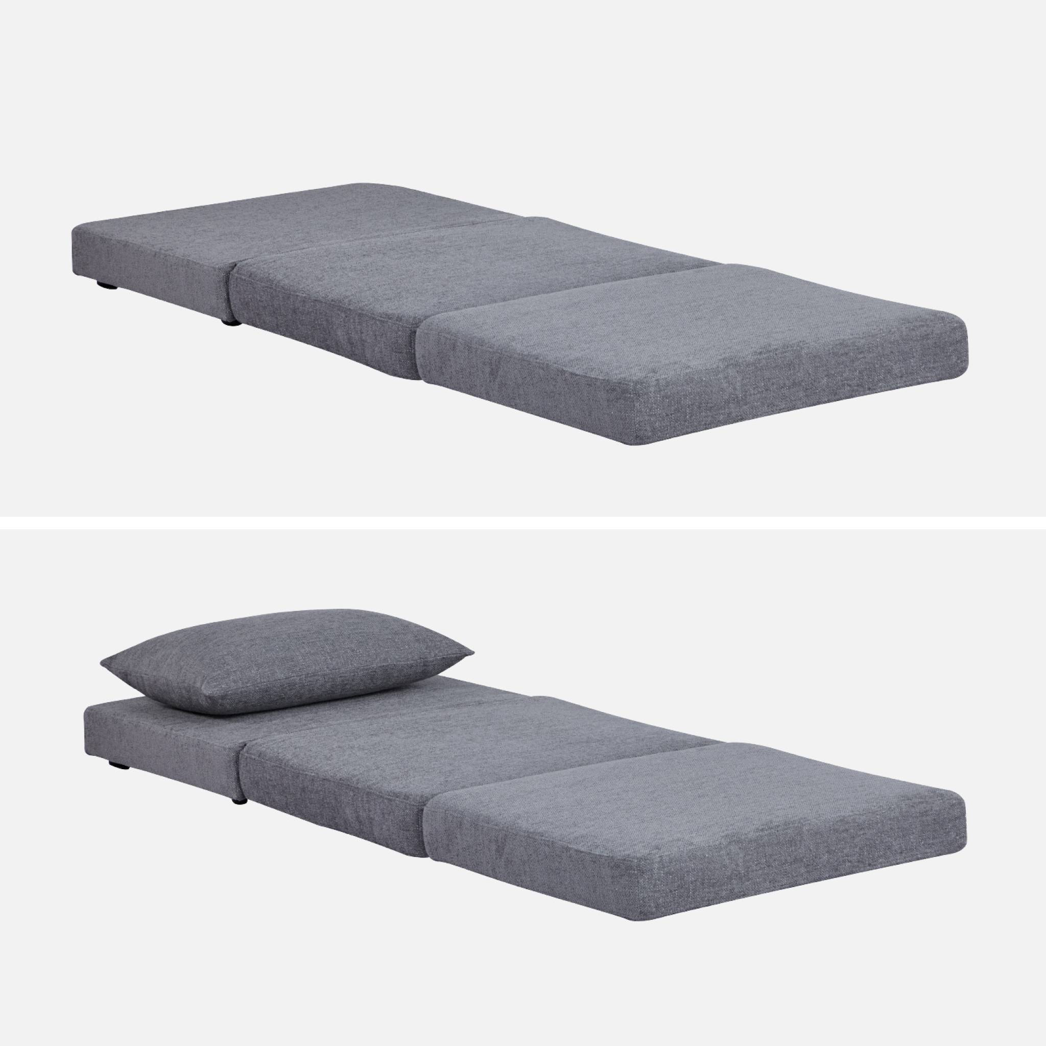 Chauffeuse matelas convertible gris tissu chenille 1 place Fold