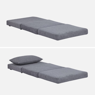 Chauffeuse matelas convertible gris tissu chenille 1 place Fold
