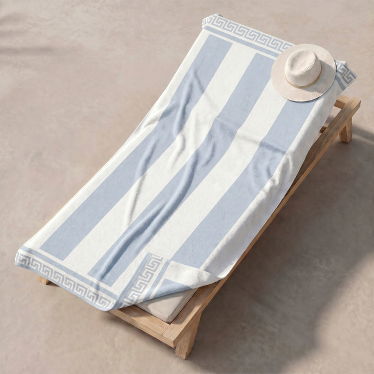 Telo mare in spugna jacquard, 90x165 cm, 100% cotone egiziano, morbido e super assorbente, asciugamano spiaggia grande con bordo greco elegante, resistente e certificato OEKO-TEX, ideale per mare piscina spa e viaggio