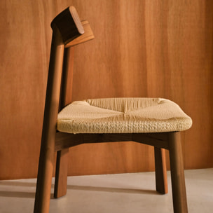 Chaise scandinave bois d'hévéa assise en corde (lot de 2)  TILDA