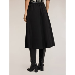 Motivi - Falda acampanada en tafetán - Negro