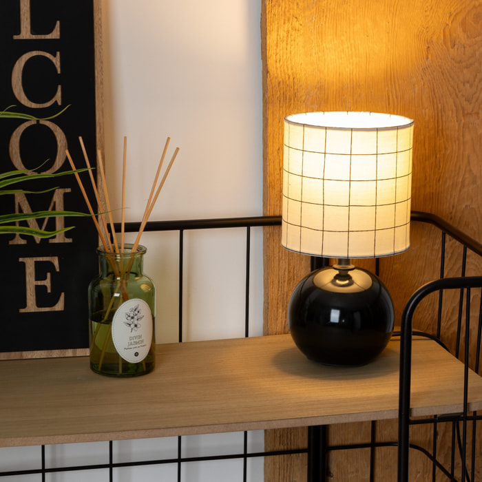 Lampe céramique Timéo motif noir H25cm