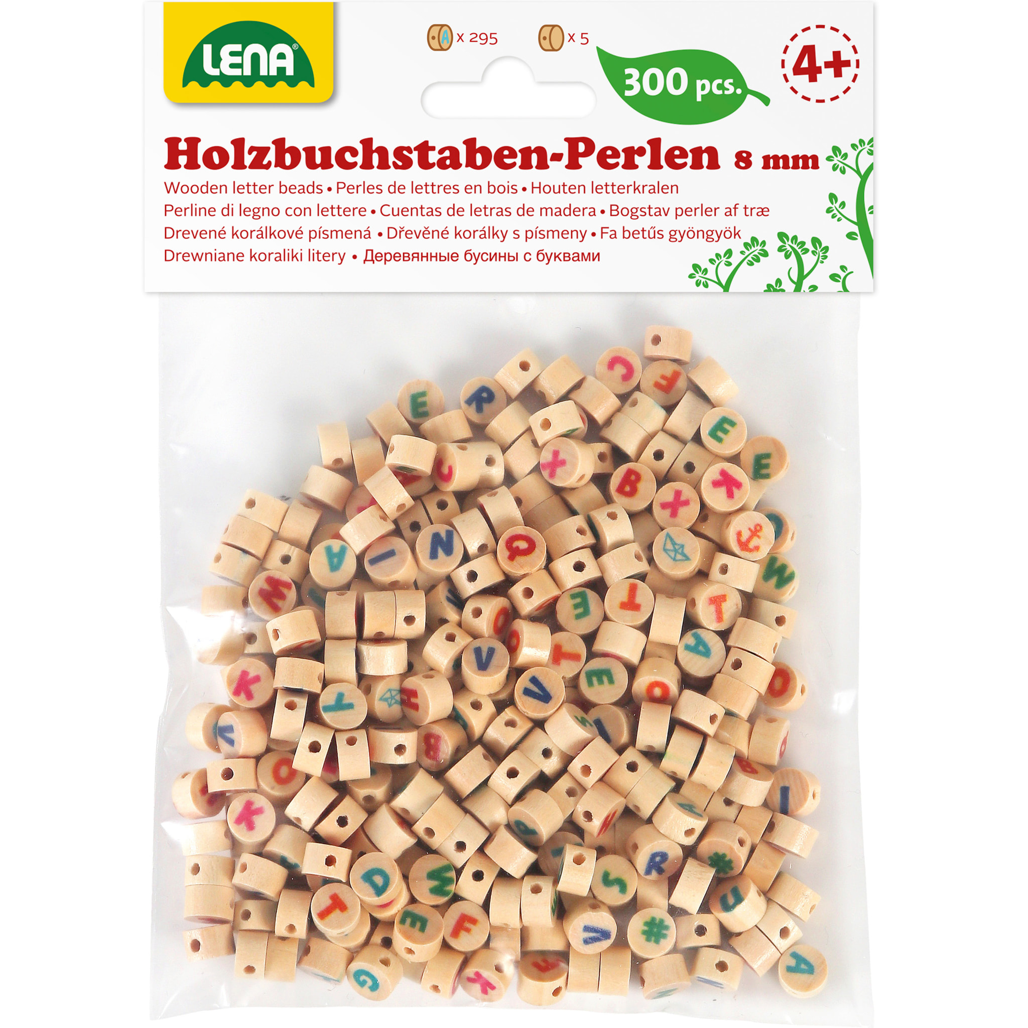 Perle in Legno cubi ABC multicolore, 300 pezzi
