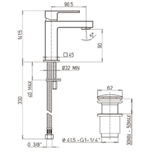 PAINI Mitigeur lavabo Dax Small RS