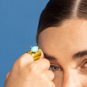 Anillo de Turquesa acabado en oro amarillo de 18K- Kumora