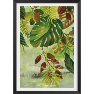 Poster Feuillage tropical Affiche + cadre en bois - Noir
