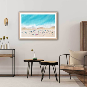 Affiche plage beach lovers for ever Affiche + cadre en bois - Chêne