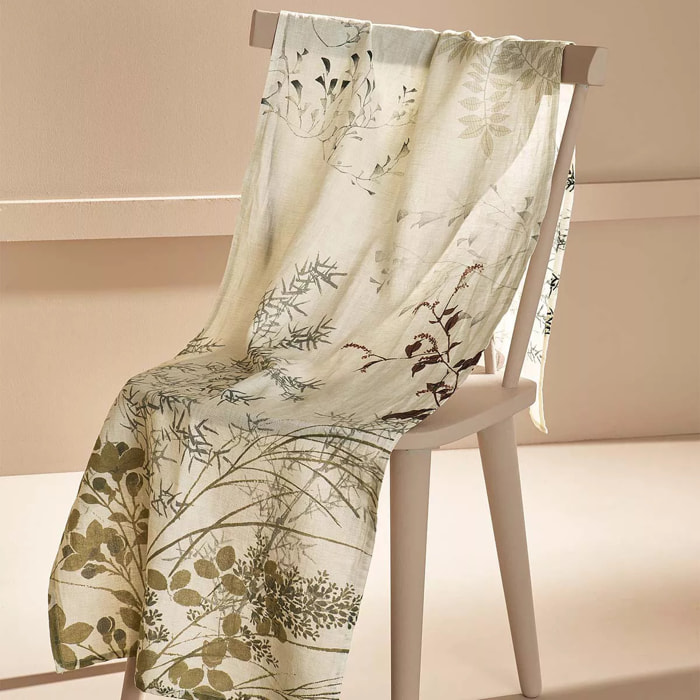 Chemin de table lin & coton lavé 150 g/m² imprimé beige Bambous parchemin