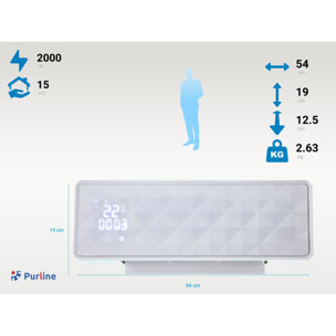 Chauffage céramique mural 2000 W avec télécommande et minuterie