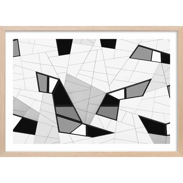 Affiche design detail puzzle Affiche + cadre en bois - Chêne