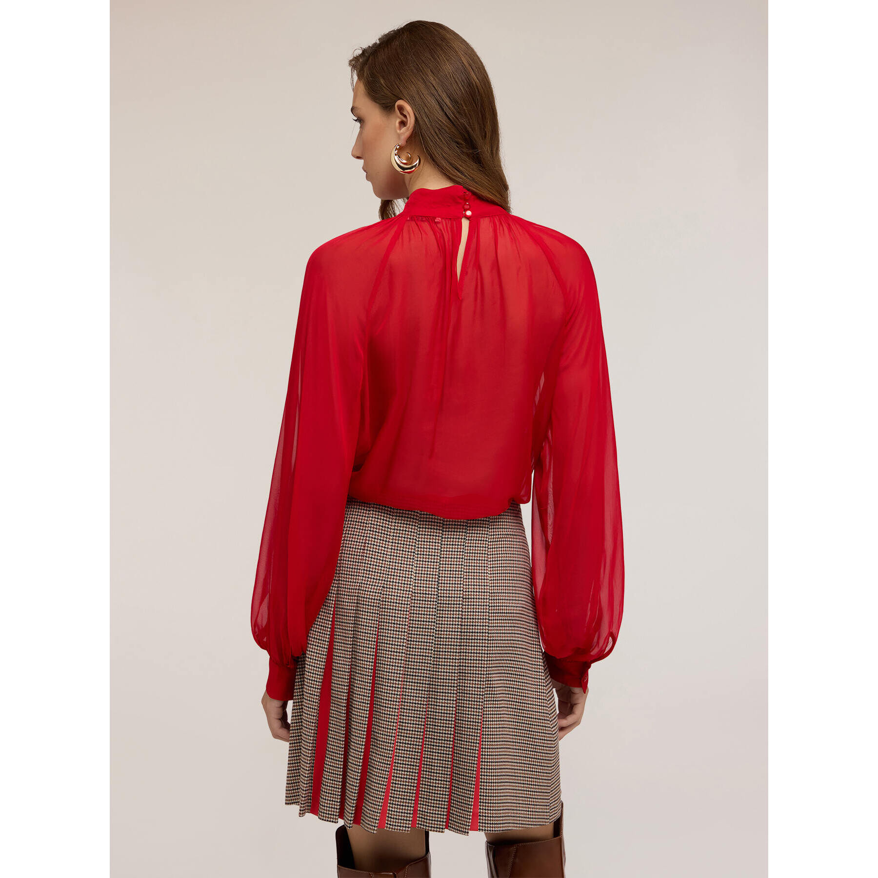 Motivi - Blusa de gasa con detalle metálico - Rojo