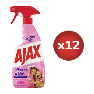 Pack de 12 - Nettoyant ménager spray Ajax efficace & sur - 500 ml