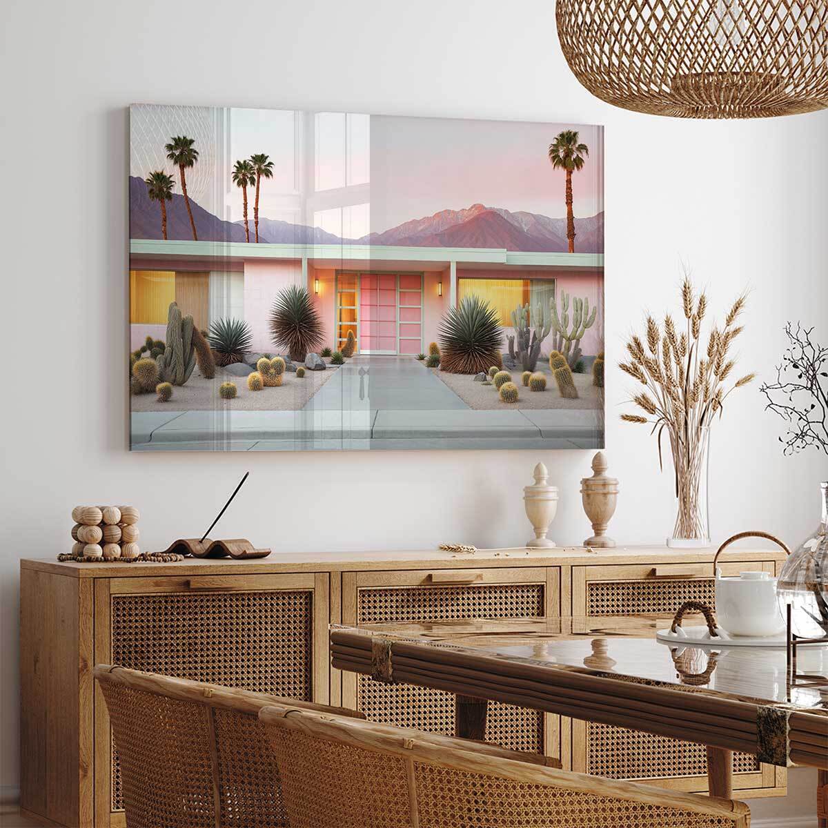 Tableau maison rose à toit plat Tableau plexiglas