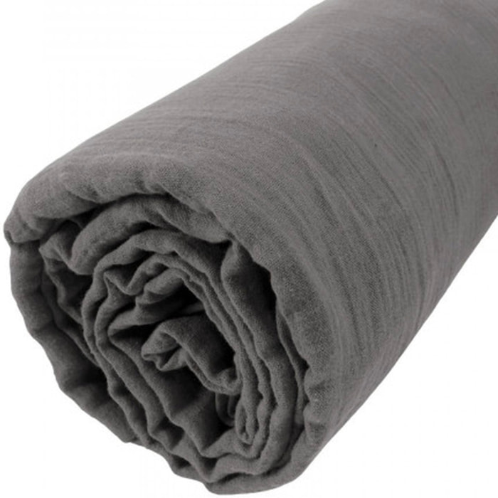 Drap Housse - Bonnet:30cm 100%gaze De Coton Anthracite